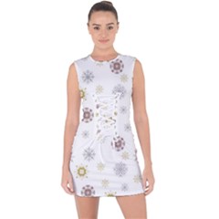 Magic Snowflakes Lace Up Front Bodycon Dress by SychEva