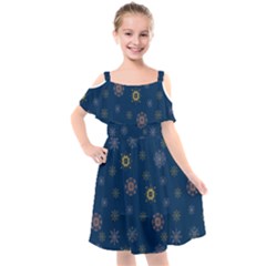 Magic Snowflakes Kids  Cut Out Shoulders Chiffon Dress by SychEva