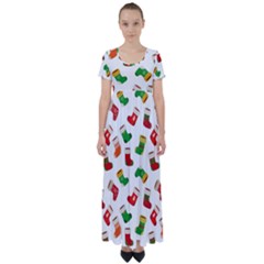 Christmas Socks  High Waist Short Sleeve Maxi Dress by SychEva