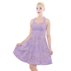 Multicolored Circles On A Pink Background Halter Party Swing Dress  by SychEva