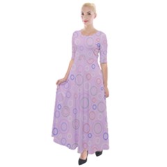 Multicolored Circles On A Pink Background Half Sleeves Maxi Dress by SychEva