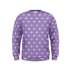 Pink Clouds On Purple Background Kids  Sweatshirt by SychEva