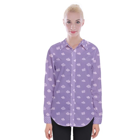 Pink Clouds On Purple Background Womens Long Sleeve Shirt by SychEva