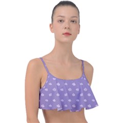 Pink Clouds On Purple Background Frill Bikini Top by SychEva