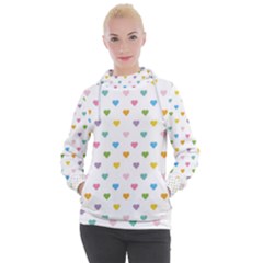 Small Multicolored Hearts Women s Hooded Pullover by SychEva