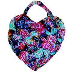 Neon Floral Giant Heart Shaped Tote by 3cl3ctix