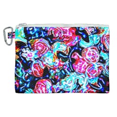 Neon Floral Canvas Cosmetic Bag (xl) by 3cl3ctix