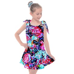 Neon Floral Kids  Tie Up Tunic Dress by 3cl3ctix