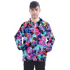 Neon Floral Men s Half Zip Pullover by 3cl3ctix