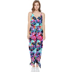 Neon Floral Sleeveless Tie Ankle Jumpsuit by 3cl3ctix