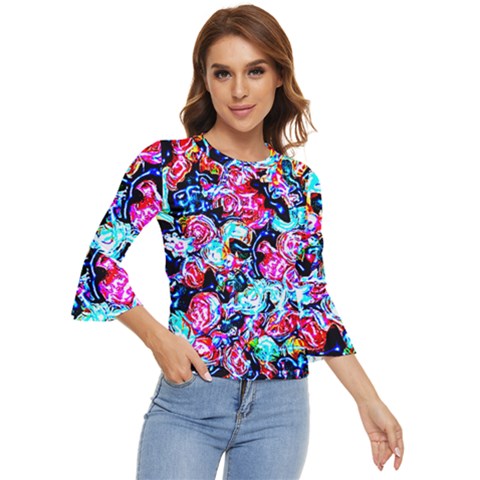 Neon Floral Bell Sleeve Top by 3cl3ctix