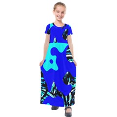 Abstract Tropical Kids  Short Sleeve Maxi Dress by 3cl3ctix