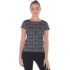 Black Lace Short Sleeve Sports Top  by SychEva
