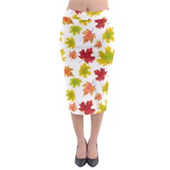 Bright Autumn Leaves Midi Pencil Skirt by SychEva