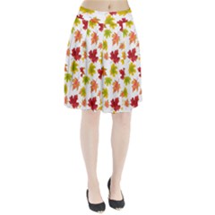 Bright Autumn Leaves Pleated Skirt by SychEva