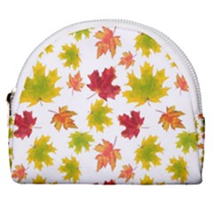 Bright Autumn Leaves Horseshoe Style Canvas Pouch by SychEva