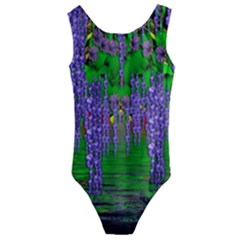 A Island Of Flowers In The Calm Sea Kids  Cut-out Back One Piece Swimsuit by pepitasart