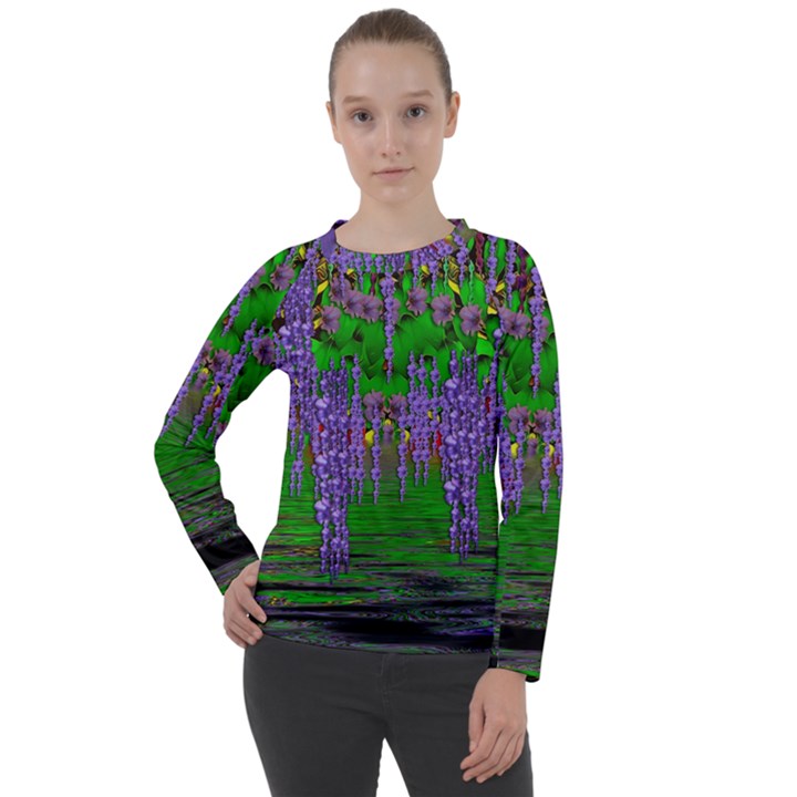 A Island Of Flowers In The Calm Sea Women s Long Sleeve Raglan Tee