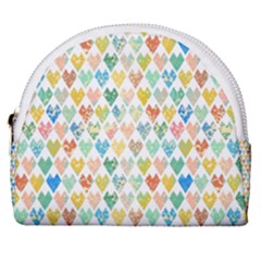 Multicolored Hearts Horseshoe Style Canvas Pouch by SychEva