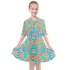 Illusion Waves Pattern Kids  All Frills Chiffon Dress