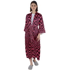 Illusion Waves Pattern Maxi Satin Kimono by Sparkle