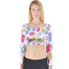 Abstract Multicolored Shapes Long Sleeve Crop Top by SychEva