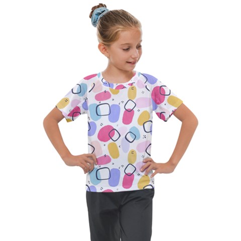 Abstract Multicolored Shapes Kids  Mesh Piece Tee by SychEva