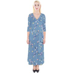 Cute Dragonflies In Spring Quarter Sleeve Wrap Maxi Dress by SychEva