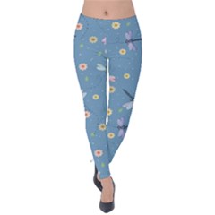 Cute Dragonflies In Spring Velvet Leggings by SychEva