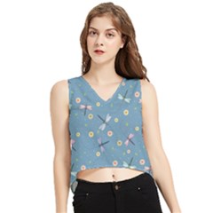 Cute Dragonflies In Spring V-neck Cropped Tank Top by SychEva