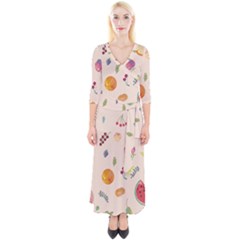 Summer Fruit Quarter Sleeve Wrap Maxi Dress by SychEva