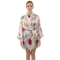 Summer Fruit Long Sleeve Satin Kimono by SychEva