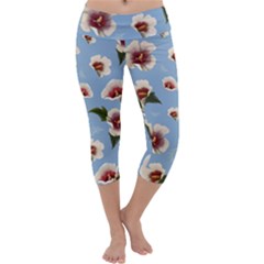 Hibiscus Flowers Capri Yoga Leggings by SychEva