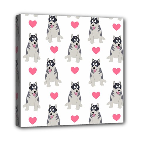 Little Husky With Hearts Mini Canvas 8  X 8  (stretched) by SychEva