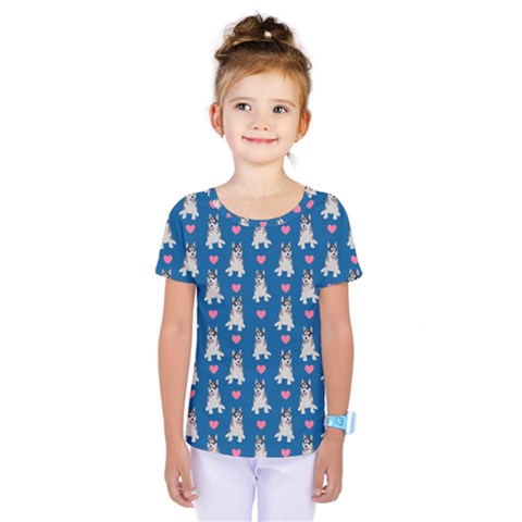 Little Husky With Hearts Kids  One Piece Tee by SychEva