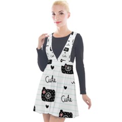 Cute Cameras Doodles Hand Drawn Plunge Pinafore Velour Dress by Sapixe