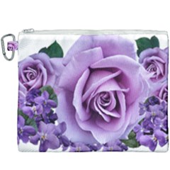 Roses-violets-flowers-arrangement Canvas Cosmetic Bag (xxxl) by Pakrebo