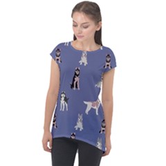 Husky Dogs With Sparkles Cap Sleeve High Low Top by SychEva