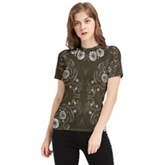 Folk Flowers Print Floral Pattern Ethnic Art Women s Short Sleeve Rash Guard by Eskimos