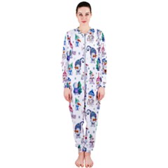 Cute Snowmen Celebrate New Year Onepiece Jumpsuit (ladies)  by SychEva