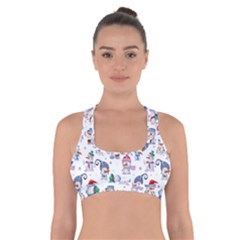 Cute Snowmen Celebrate New Year Cross Back Sports Bra by SychEva