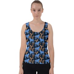 Blue Tigers Velvet Tank Top by SychEva