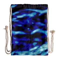 Blue Waves Abstract Series No8 Drawstring Bag (large) by DimitriosArt