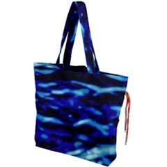 Blue Waves Abstract Series No8 Drawstring Tote Bag by DimitriosArt