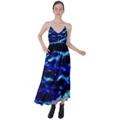 Blue Waves Abstract Series No8 Tie Back Maxi Dress by DimitriosArt