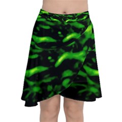 Green  Waves Abstract Series No3 Chiffon Wrap Front Skirt by DimitriosArt