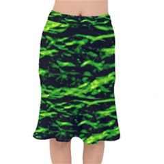 Green  Waves Abstract Series No3 Short Mermaid Skirt by DimitriosArt