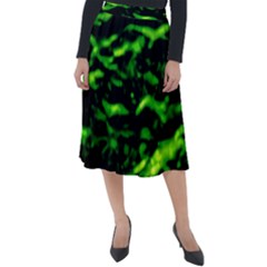 Green  Waves Abstract Series No3 Classic Velour Midi Skirt  by DimitriosArt