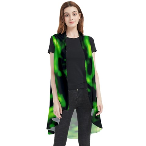 Green  Waves Abstract Series No3 Sleeveless Chiffon Waistcoat Shirt by DimitriosArt