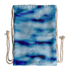 Blue Waves Abstract Series No5 Drawstring Bag (large) by DimitriosArt